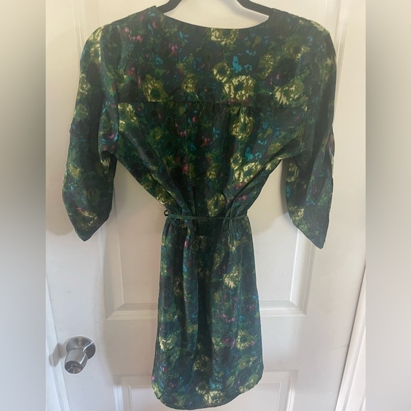 Mimi Chica Dark Green Watercolor Floral Dress Size Small - Picture 4 of 4
